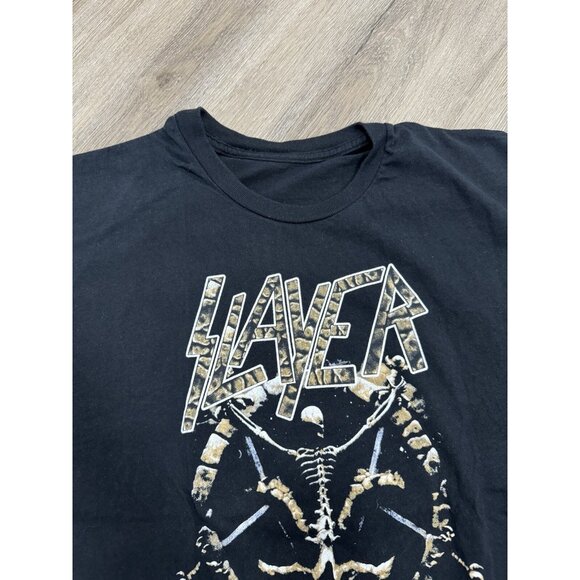Vintage Y2K Slayer Divine Intourvention Band Tee Skull Bones Concert Tour Promo - Picture 3 of 16